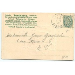 n°21599 - Carte Gaufrée - Clapsaddle - Couple dans un champ, la fillette avec des oiseaux sur la main