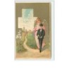 n°2160 - Carte  Gaufrée - Ange Gardien et jeune homme en costume