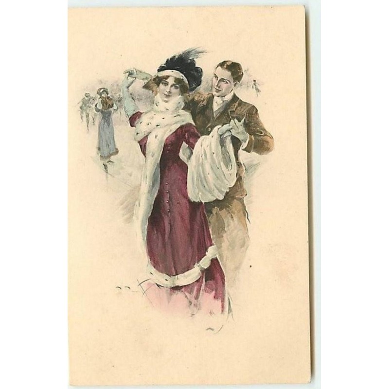 n°11326 - Carte Illustrateur - MM Vienne n°751 - R. Pannett - Couple faisant du Patin à Glace