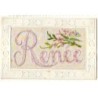 n°21608 - Carte Brodée - Prénom Renée, fleurs et papillon