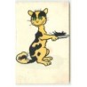 n°21624 - Illustrateur - Lewin -  MM Vienne n°241 - Chat Jaune tenant un rat sur le dos sur une assiette