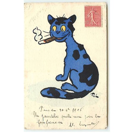 n°21626 - Illustrateur - Lewin - MM Vienne n°241 - Chat Bleu fumant un cigare