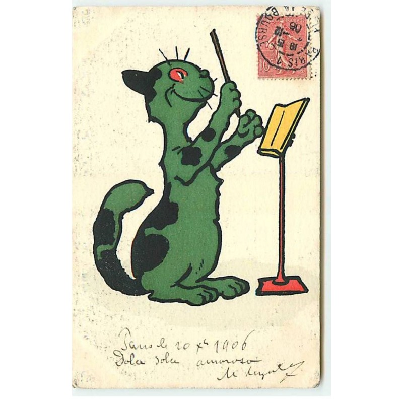 n°21627 - Illustrateur - Lewin - MM Vienne n°241 - Chat Vert jouant au Chef d'Orchestre