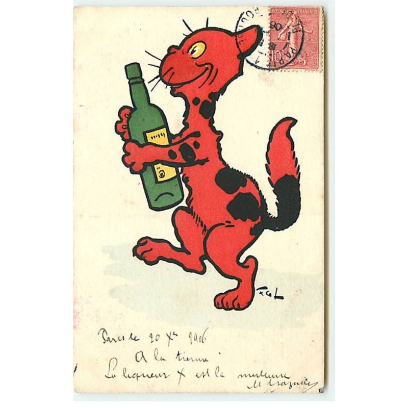 n°21628 - Illustrateur - Lewin - MM Vienne n°241 - Chat Rouge tenant une bouteille de vin