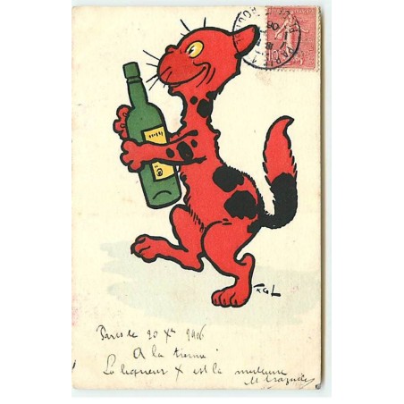 n°21628 - Illustrateur - Lewin - MM Vienne n°241 - Chat Rouge tenant une bouteille de vin