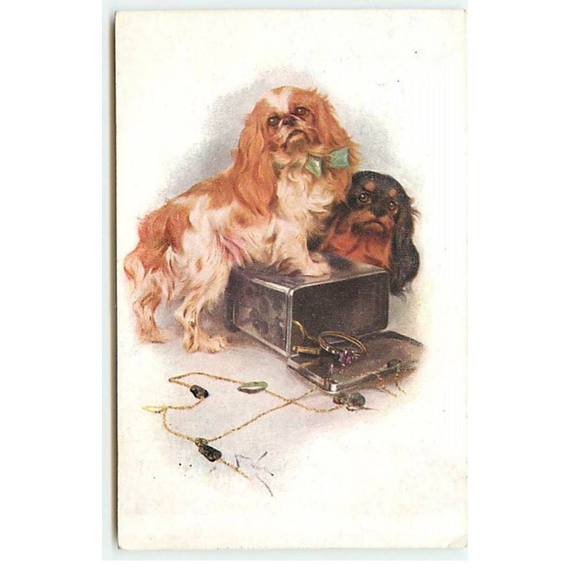 n°21645 - MM Vienne n°883 - Deux chiens près d'une boite à bijoux