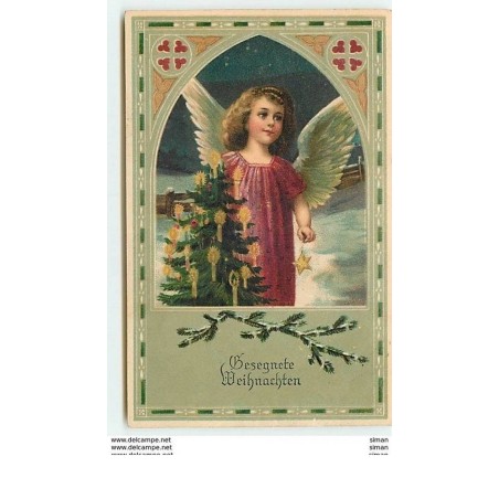 n°10049 - Carte Fantaisie - Gesegnete Weihnachten - Ange et sapin
