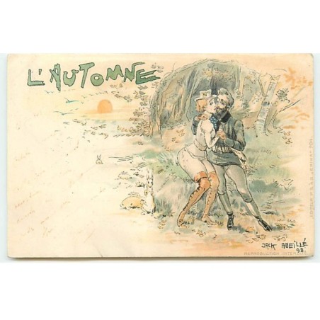n°21666 - Jack Abeillé - L'Automne - Couple assis, flirtant
