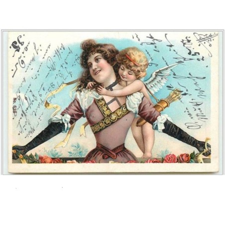 n°2167 - Angelot enlaçant une femme - cupidon