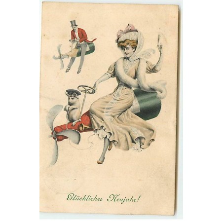 n°21694 - MM Vienne n°475 - Une femme et un cochon à califourchon sur une bouteille de champagne volante - surréalisme