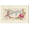 n°21702 - Carte Brodée - Prénom Georges - Rose
