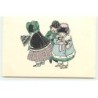n°21706 - Pauli Ebner - MM Vienne n°1081 - Deux jeunes filles et un garçon avec des cadeaux et des fleurs