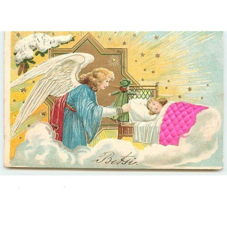 n°2171 - Carte Gaufrée - Ange gardien, enfant et poupée