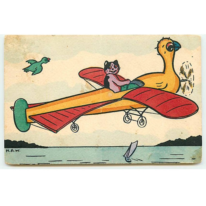 n°21720 - HAW - MM Vienne n°565 - Fröhliche Ostern - Chat dans un avion en forme d'oiseau