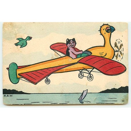 n°21720 - HAW - MM Vienne n°565 - Fröhliche Ostern - Chat dans un avion en forme d'oiseau