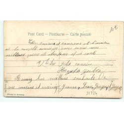 n°21724 - Carte Gaufrée - Heureuse Année - Deux fillettes près d'une balustrade