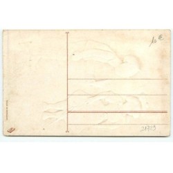 n°21729 - Carte Gaufrée - Prosit Neujahr - Homme saluant une jeune femme