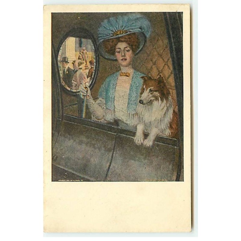 n°21760 - MM Vienne n°527 - Jeune femme à l'intérieur d'une diligence avec son chien (collet)