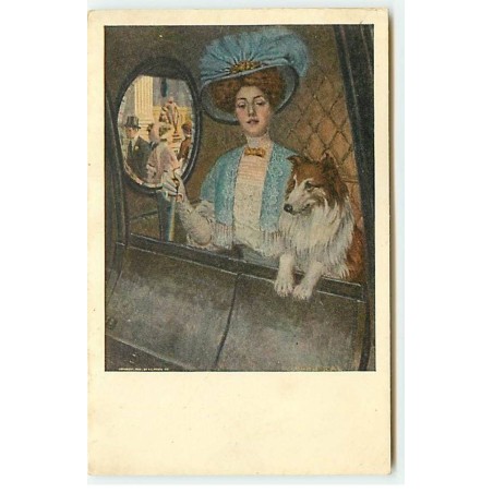 n°21760 - MM Vienne n°527 - Jeune femme à l'intérieur d'une diligence avec son chien (collet)