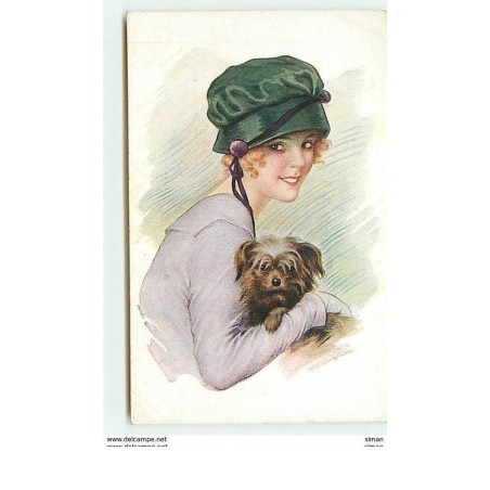 n°11348 - Carte Illustrateur - Le Favori - Femme et petit Chien