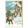 n°21774 - Fröhliche Weihnachten - Nains apportant des cadeaux et un sapin