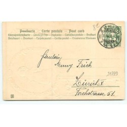 n°21789 - Carte Gaufrée - Die besten Wünsche zum neuen Jahre - Fillette portant des pots de fleurs
