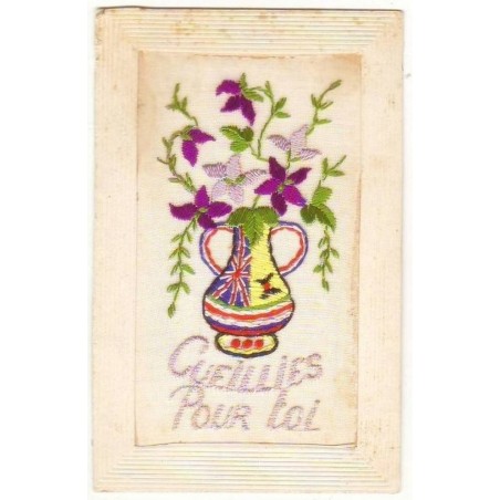 n°11356 - Carte Fantaisie - Carte Brodée - Cueillies pour toi