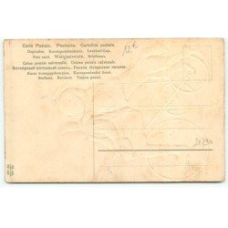 n°21790 - Carte Gaufrée - Herzlichen Glückwunsch zum neuen Jahre - Ramoneur sur un vélo, avec un chien