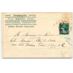 n°21796 - Carte Gaufrée - Clapsaddle - Bonne Année - Jeune fille jouant des fleurs