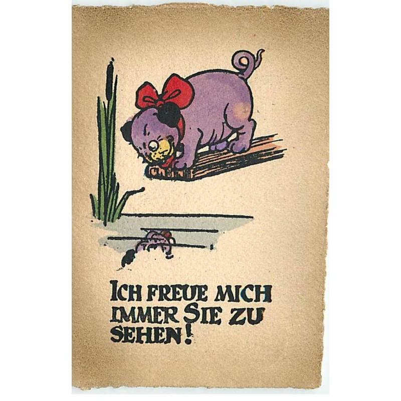 n°21801 - MM Vienne n°482 - Ich freue mich immer sie zu sehen ! - Chien violet se regardant dans l'eau