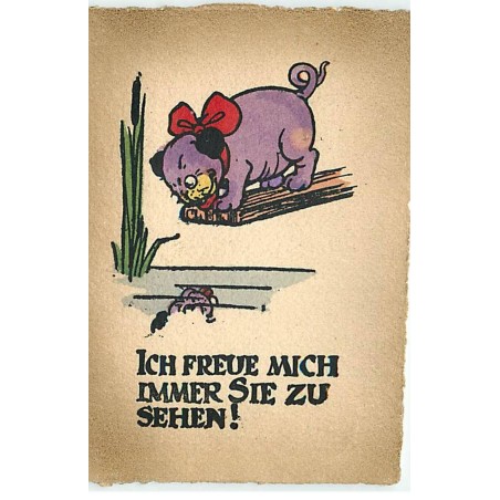 n°21801 - MM Vienne n°482 - Ich freue mich immer sie zu sehen ! - Chien violet se regardant dans l'eau