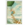 n°2181 - Carte Gaufrée - Angelot jettant des pièces d'or d'une montgolfière