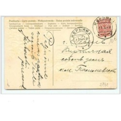 n°2181 - Carte Gaufrée - Angelot jettant des pièces d'or d'une montgolfière
