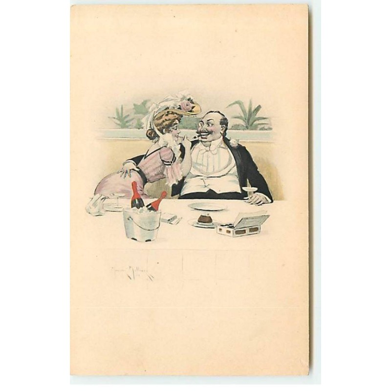 n°21816 - MM Vienne n°215 - Maurice Millière - Couple enlacés sur une banquette dans un restaurant