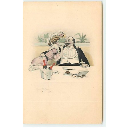 n°21816 - MM Vienne n°215 - Maurice Millière - Couple enlacés sur une banquette dans un restaurant