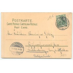 n°21833 - Meissner - Fröhliche Weihnachten - Ange Gardien jouant de la lyre veillant sur un village - comète