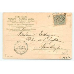 n°21862 - Carte Gaufrée - Joyeuses Pâques - Fillette tenant un lapin, près d'une femme portant une poule