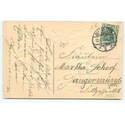 n°21863 - Carte Gaufrée - Fröhliche Ostern - Anges regardant des colombes sur un oeuf