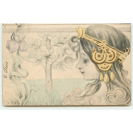 n°11368 - Carte Illustrateur - B. Patella - Art Nouveau - Femme de Profil + Arbre