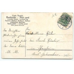 n°21865 - Carte Gaufrée - Prosit Neujahr - Fillettes portant des lampions sous la neige