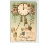 n°2187 - Carte Gaufrée - Angelots règlant une horloge