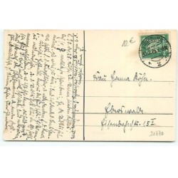 n°21870 - Ein frohes neues Jahr - Nain tirant une luge remplie de cadeaux, suivant un angelot
