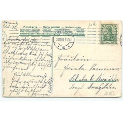 n°21883 - Fröhliche Weihnachten - Ange gardien tirant un petit chariot rempli de jouets, dont une poupée