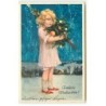 n°21885 - Fröhliche Weihnachten - Fillette portant un sapin décoré
