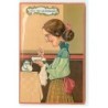 n°21922 - Carte Gaufrée - Vive Ste-Catherine - Vieille femme prenant le thé
