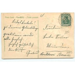 n°21925 - Carte Gaufrée - Flatscher -  Enfants près d'un bonhomme de neige portant un sapin et d'une luge
