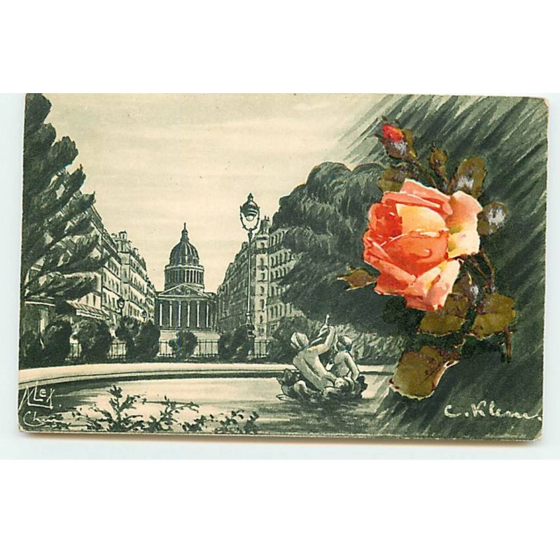 n°21956 - C. Klein - Paris en Fleurs n°507 - Le Panthéon vu du Boulevard Saint-Michel, Rose