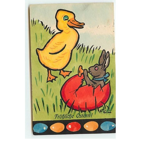n°21965 - MM Vienne n°662 - Lewin - Fröhliche Ostern - Canard regardant un lapin dans un oeuf
