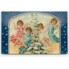 n°21977 - Carte Gaufrée - Crhistmas Greetings - Anges décorant un sapin