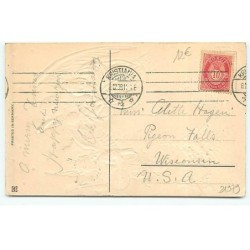 n°21979 - Carte Gaufrée - Anges gardiens, l'un portant un enfant, un autre jouant du banjo